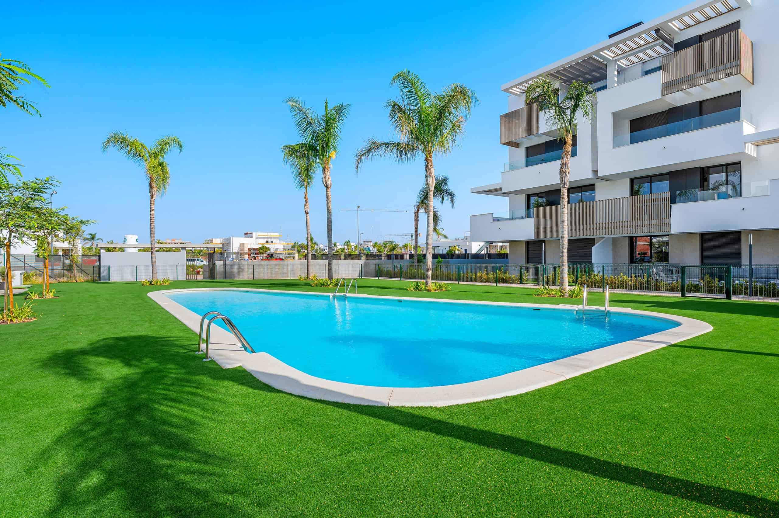 Pool and building